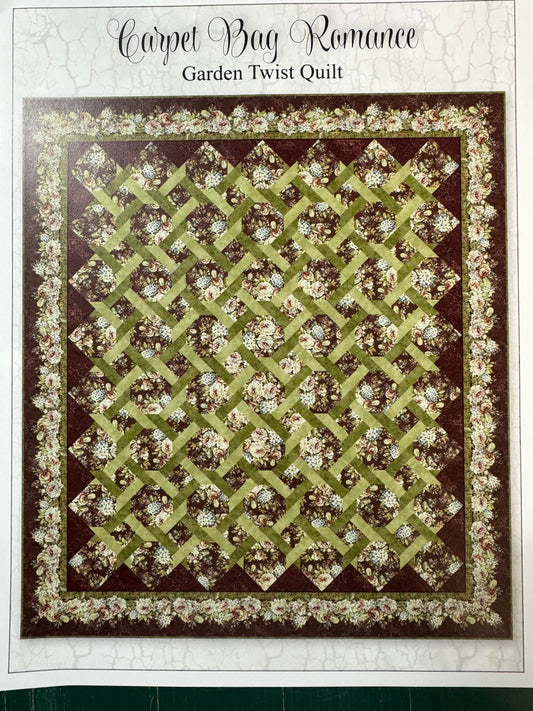 Carpet Bag Romance Garden Twist Burgundy Quilt Pattern and Kit - by Jason Yenter 98" x 109"