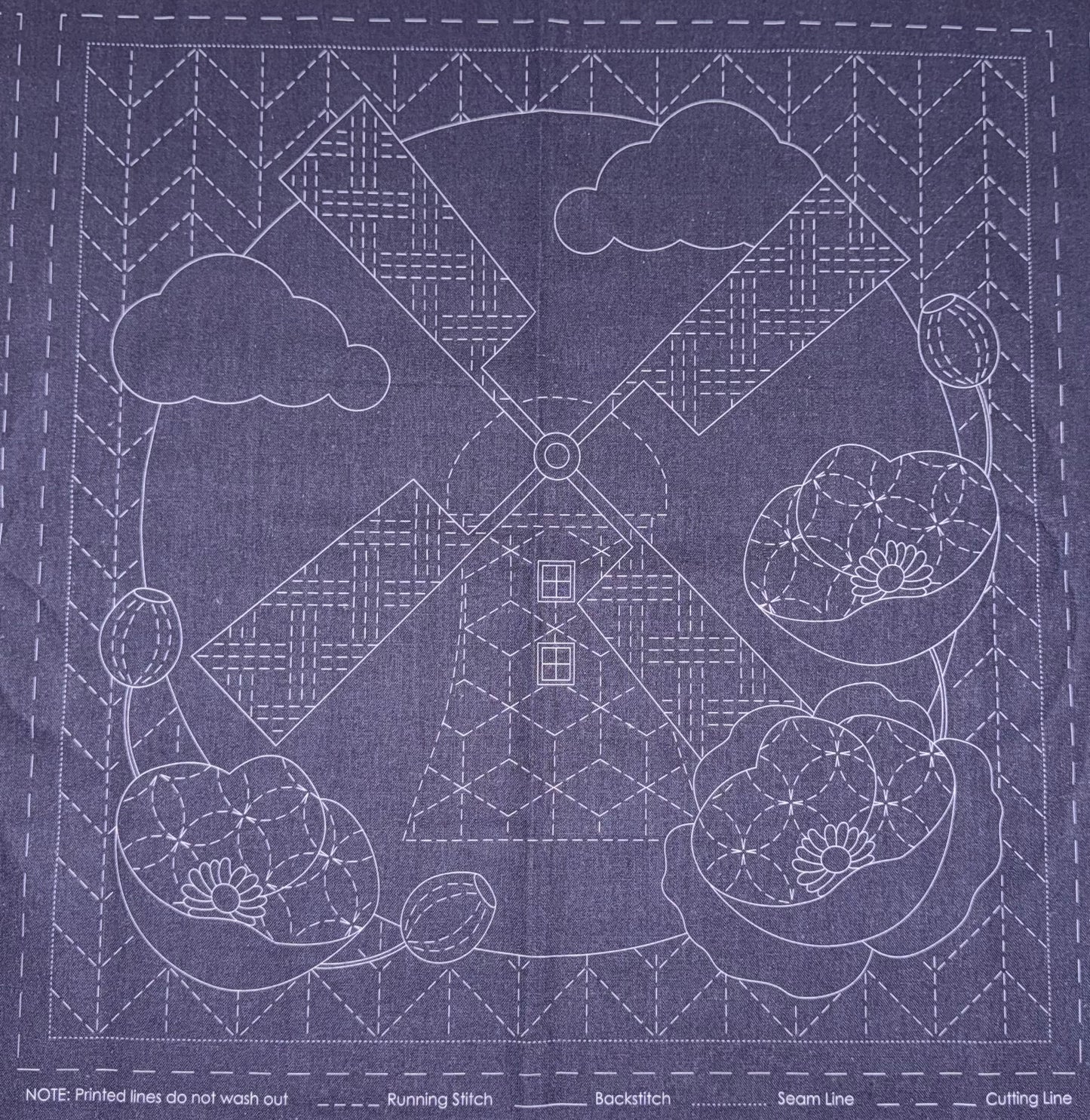 DV4269 Sashiko Little Scenes Panel in Navy