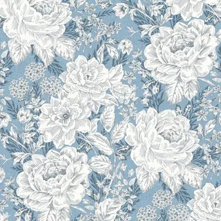 Charlotte 108" Vintage Floral Wideback - Light Blue
