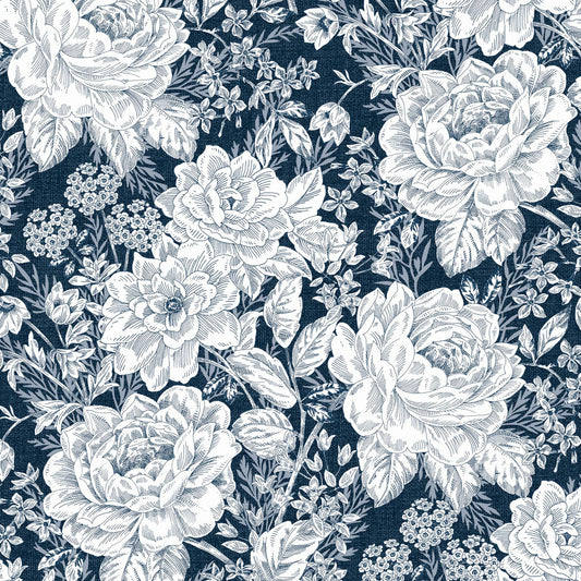 Charlotte 108" Vintage Floral Wideback - Medium Blue