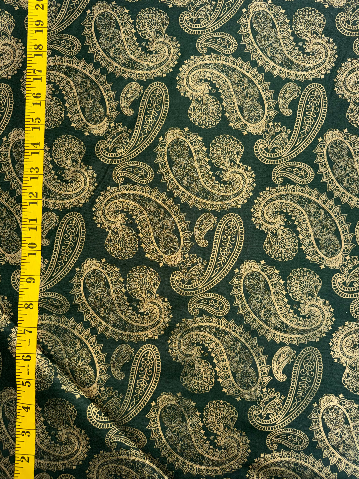 Gold Paisley on Green