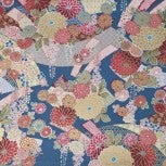 Kanza Traditional Japanese Crane and Flowers on Teal