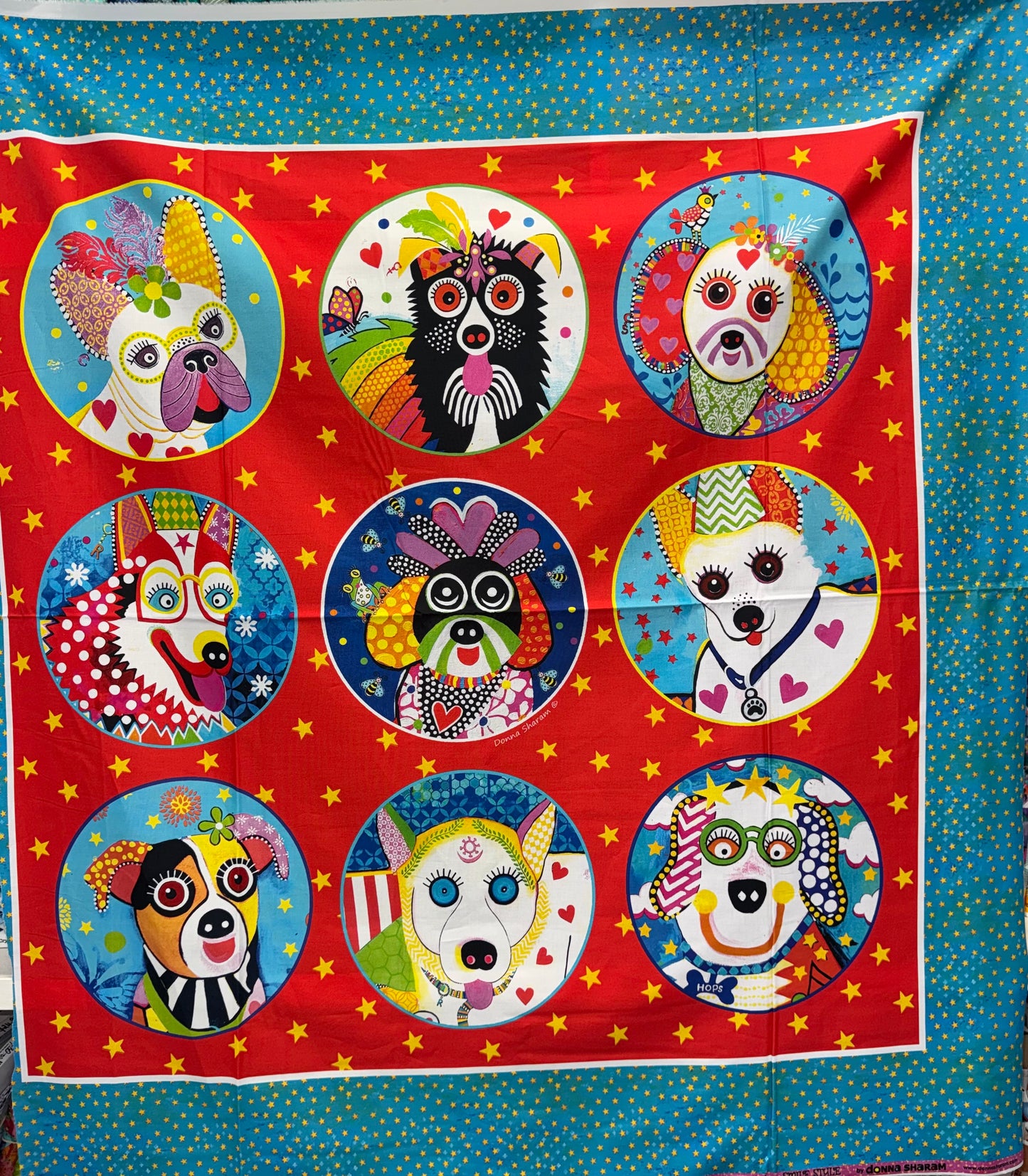 Smile Style Dogs 9 square panel with Starry background DV7329