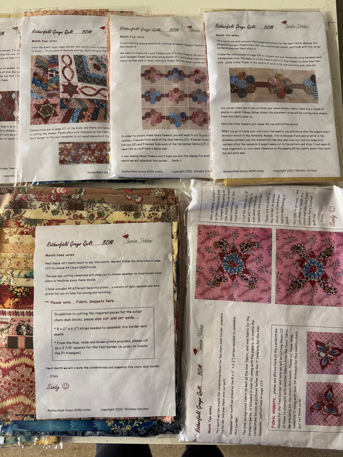 Rotherfield Greys Quilt - Patterns and Complete Fabric Set - By Shiralee Stitches. Pre-Loved Treasure.