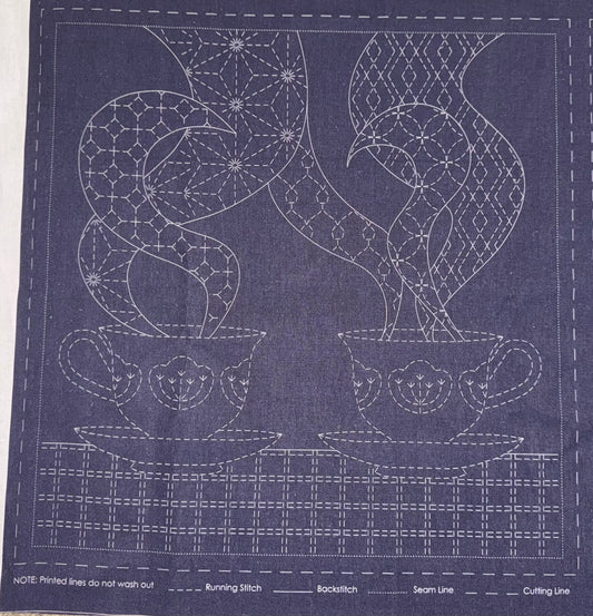 DV4266 Sashiko Teatime Panel in Navy
