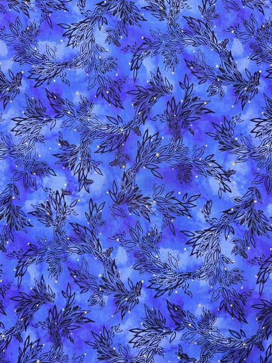 Painted Sea - Leafy Sea Trails in Dark Blue