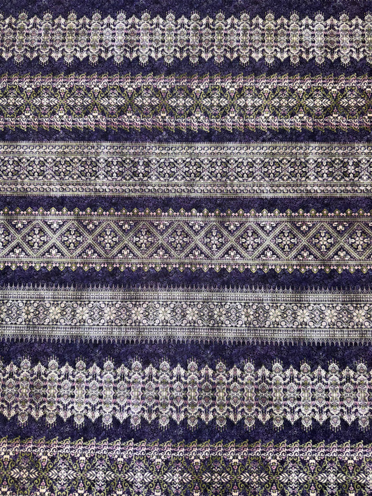 Carpet Bag Romance by Jason Yenter - Purple - Vintage Small Border Fabric 4CBR3