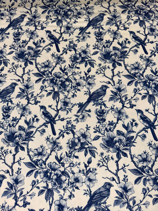 Toile De Jouy - Classic Blue and White Floral Design DV6621