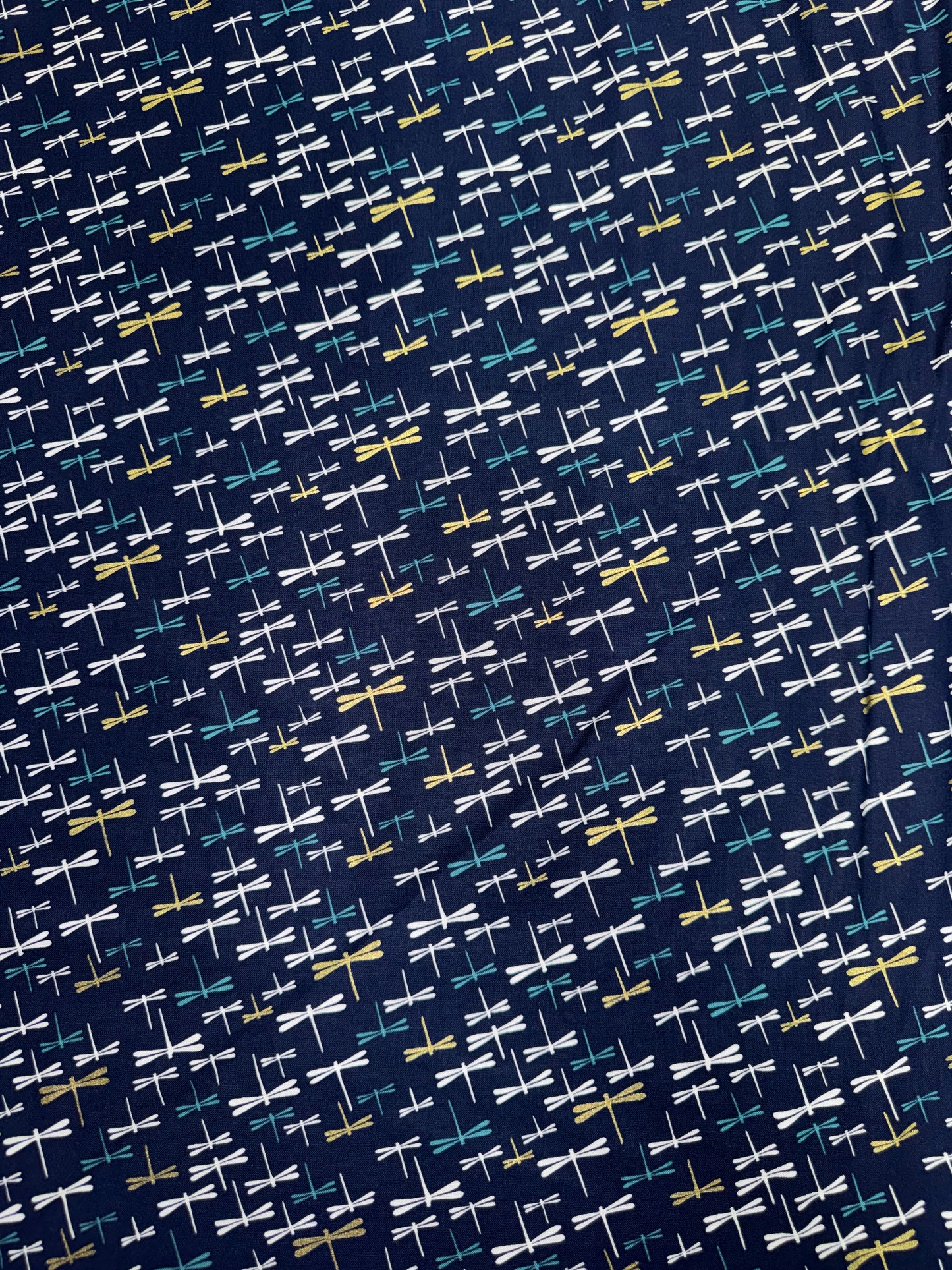 Japanese Yukata Dragonflies on Navy background