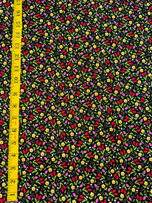 Little Ladies - Tiny Flowers on a Black Background