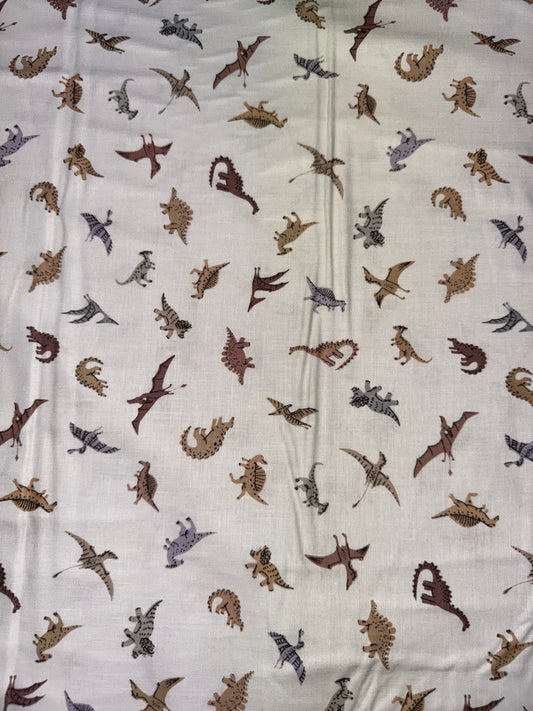 Prehistoric Dinosaurs - Brown and Grey Dinosaurs on a Cream Background