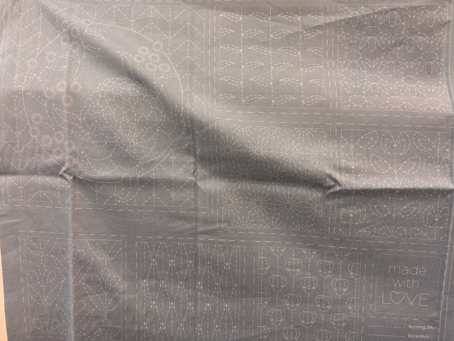 DV4072 Sashiko Botanical Panel in Notre Dame Light Blue
