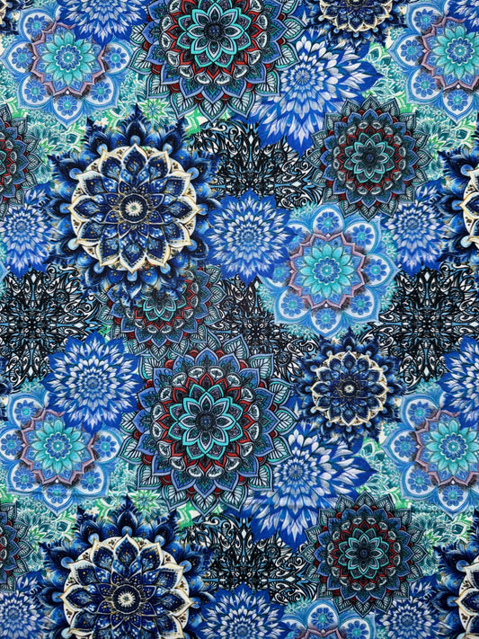 Lush Petals Blue Bright Mandala