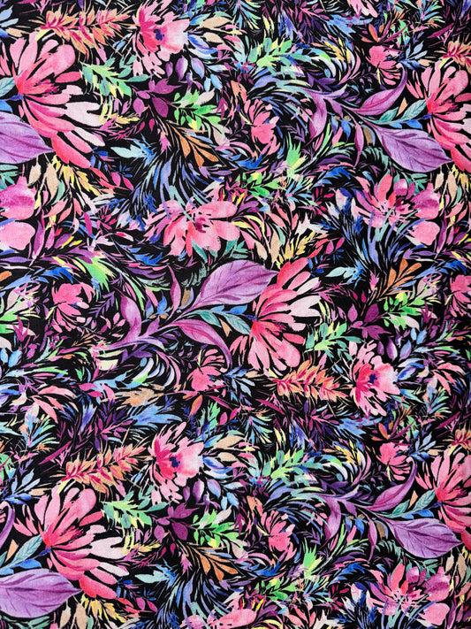 Sketchbook Floral on Black Wideback 108"