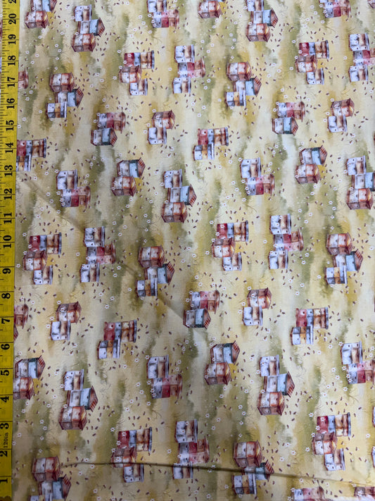 Honey Bee - Bee Hives on Yellow