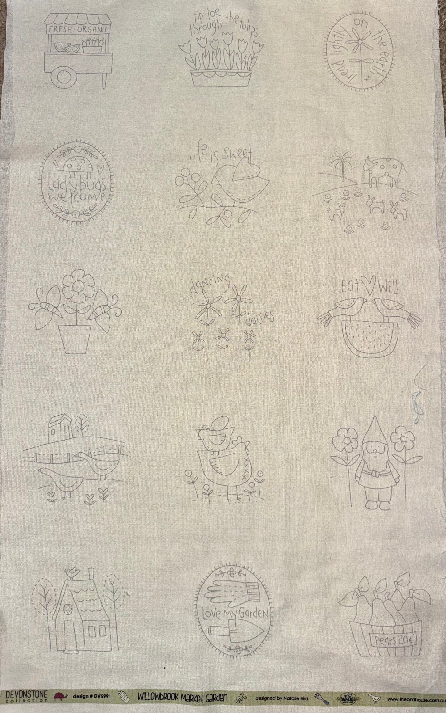 DV5991 Stitchery - Willowbrook Market Garden on Cream Linen