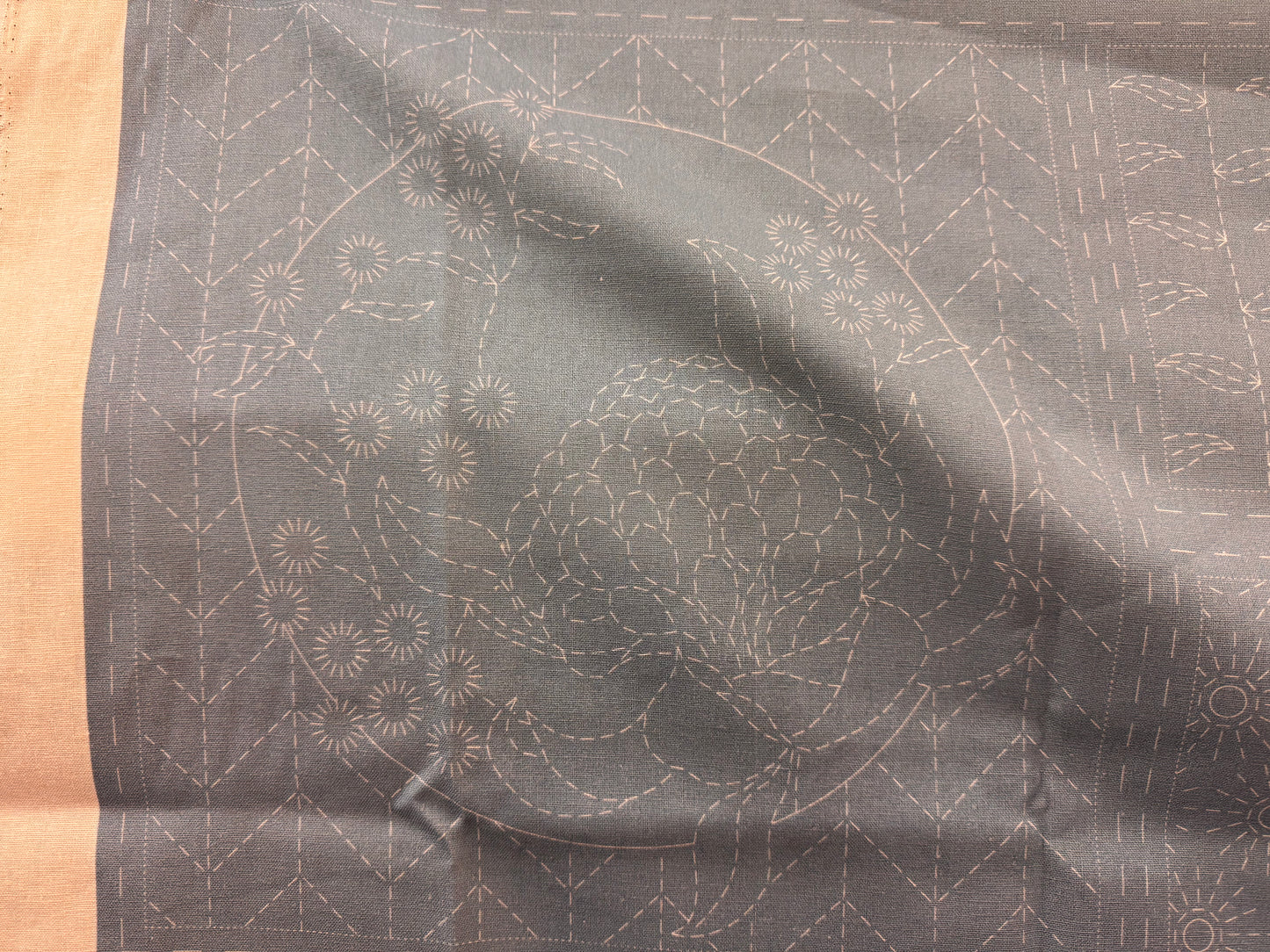 DV4072 Sashiko Botanical Panel in Notre Dame Light Blue