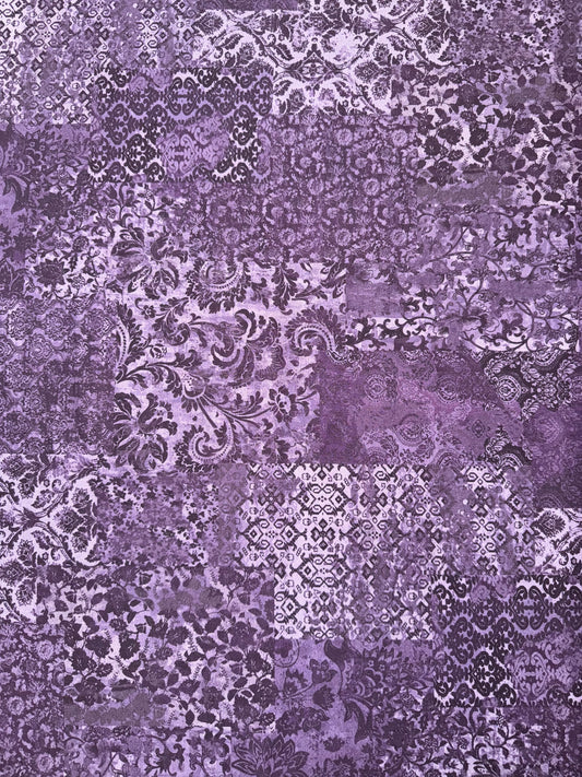 Carpet Bag Romance by Jason Yenter - Purple - Vintage Print All Over Fabric 5CBR3