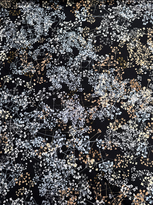 Queen Anns Lace - Copper and Silver Lacy flowers on Black background
