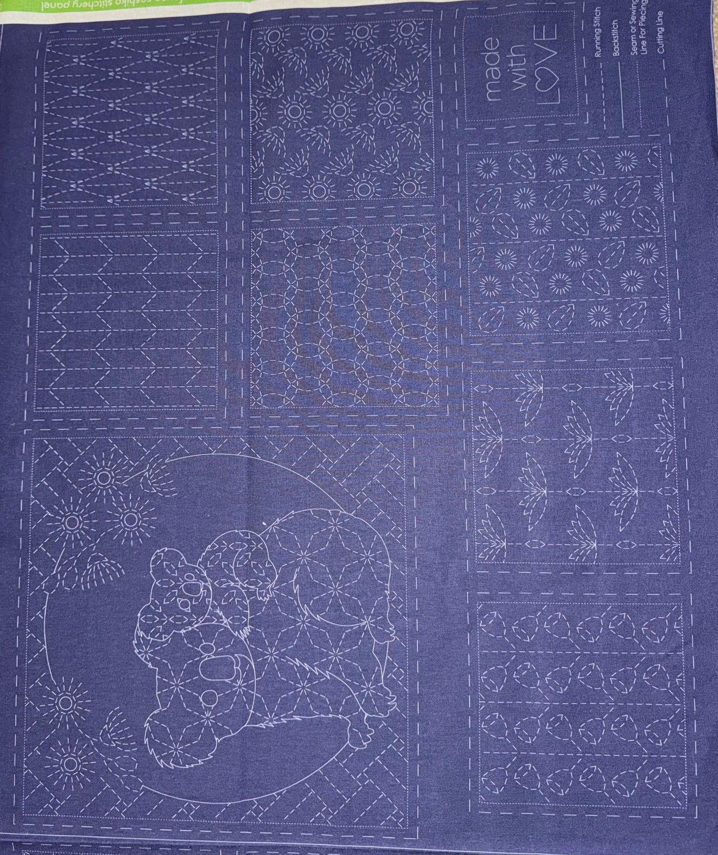 DV4096 Sashiko Fauna Panel in Navy