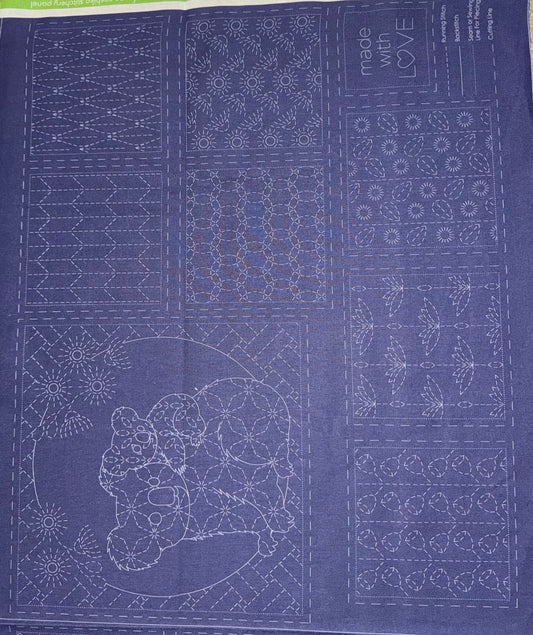 DV4096 Sashiko Fauna Panel in Navy