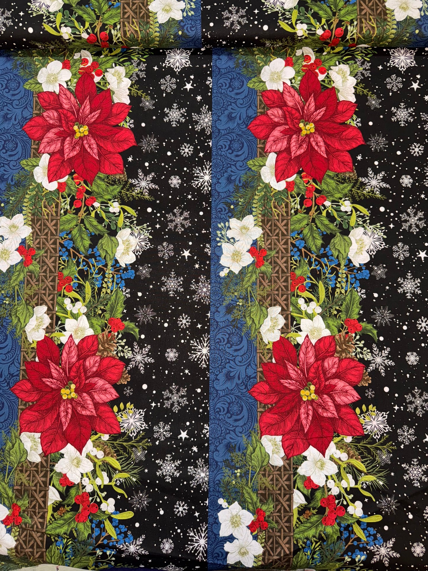 Winter Blooms Border Fabric