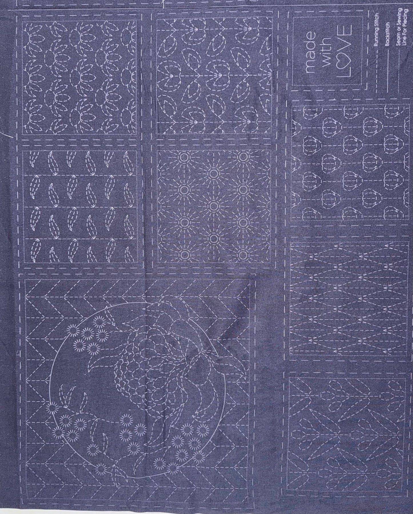 DV4071 Sashiko Botanical Panel in Navy