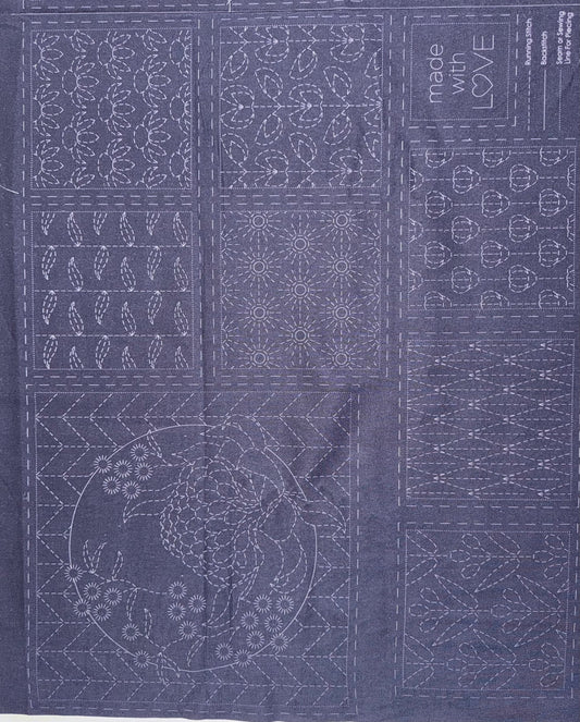 DV4071 Sashiko Botanical Panel in Navy