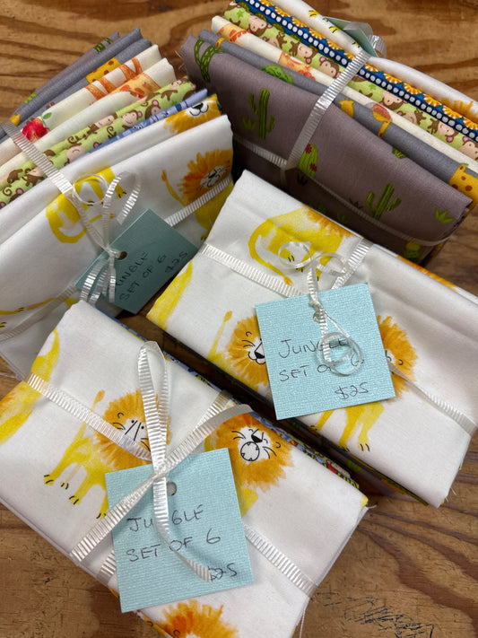 Jungle themed Set of 6 Fat Quarters