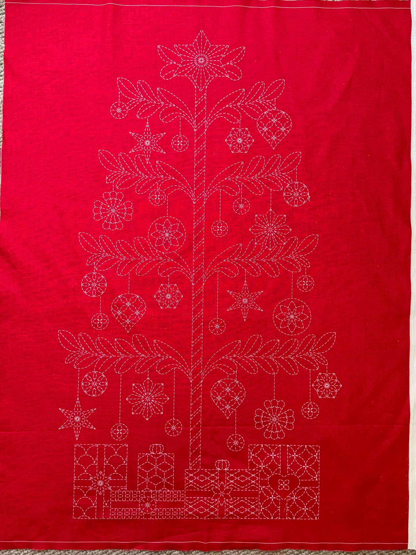 DVC1004 Sashiko Christmas Tree Panel Natural