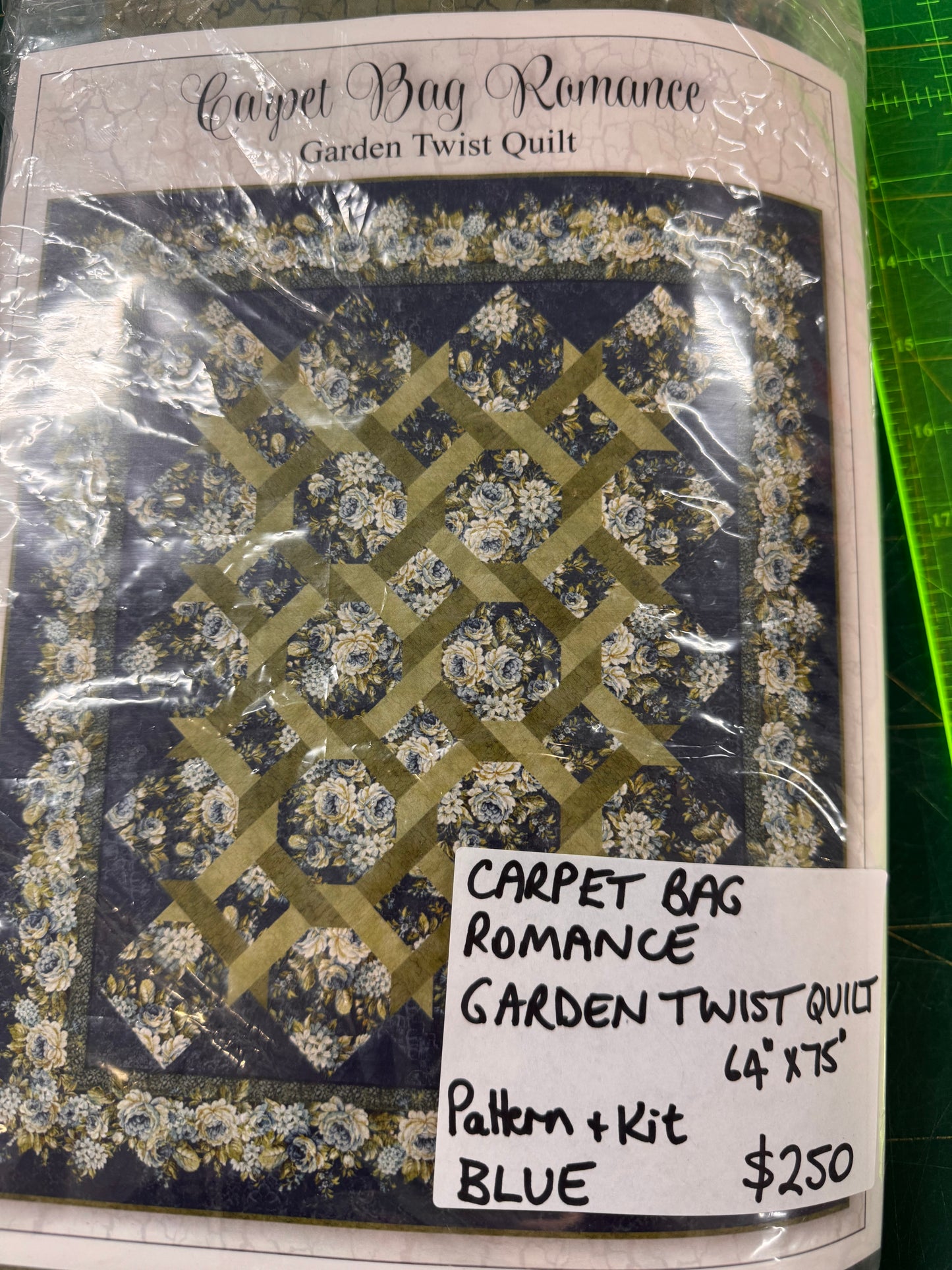 Carpet Bag Romance by Jason Yenter - Blue - Marbled Print All Over Fabric 6CBR1