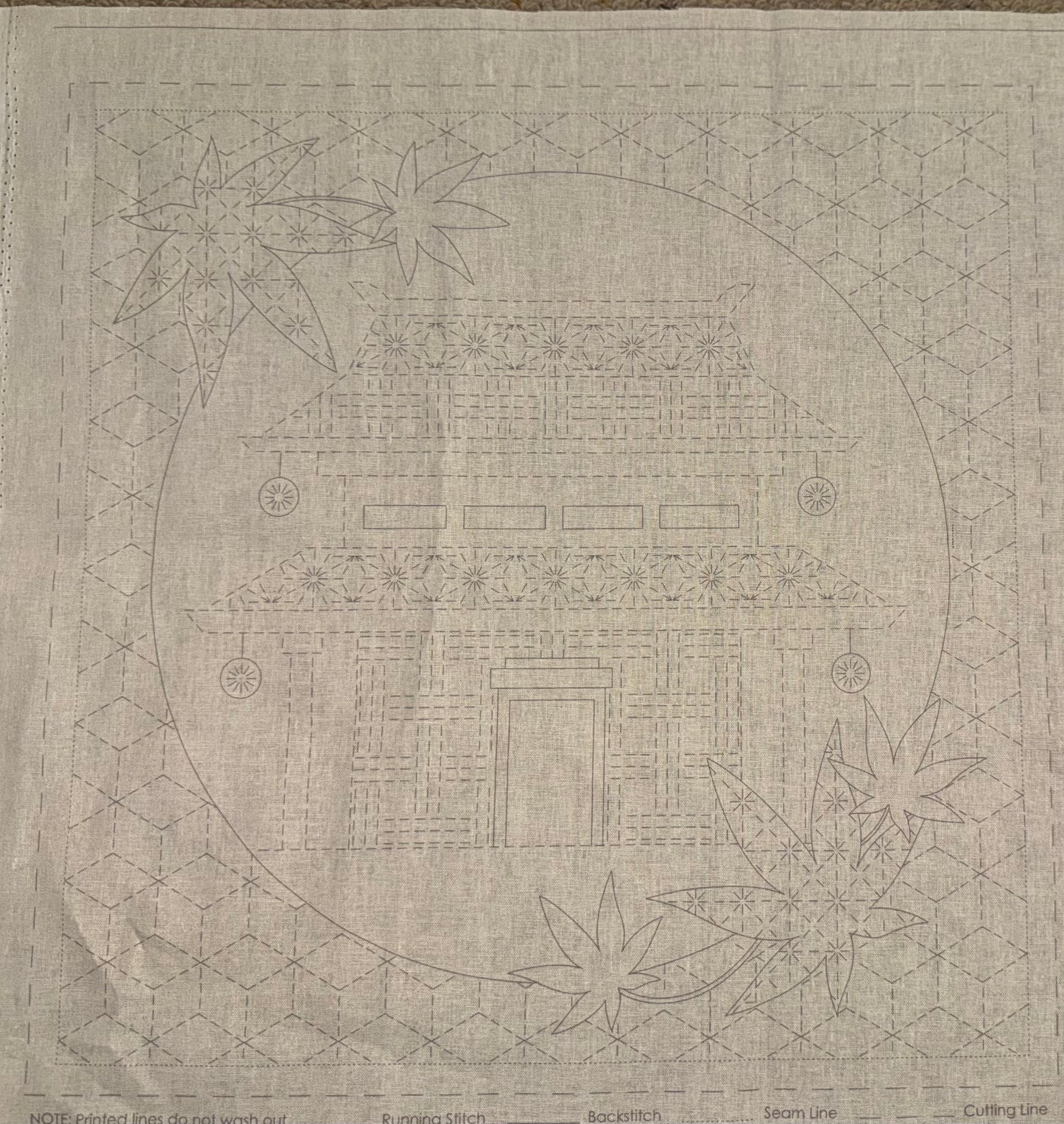 DV4268 Sashiko Little Scenes Panel in Natural
