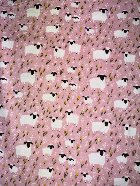 Flannel Little Lambs -Pink