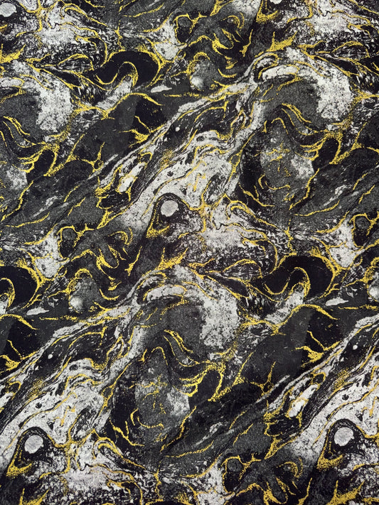 Marbled Earth - Charcoal with Gold Accents