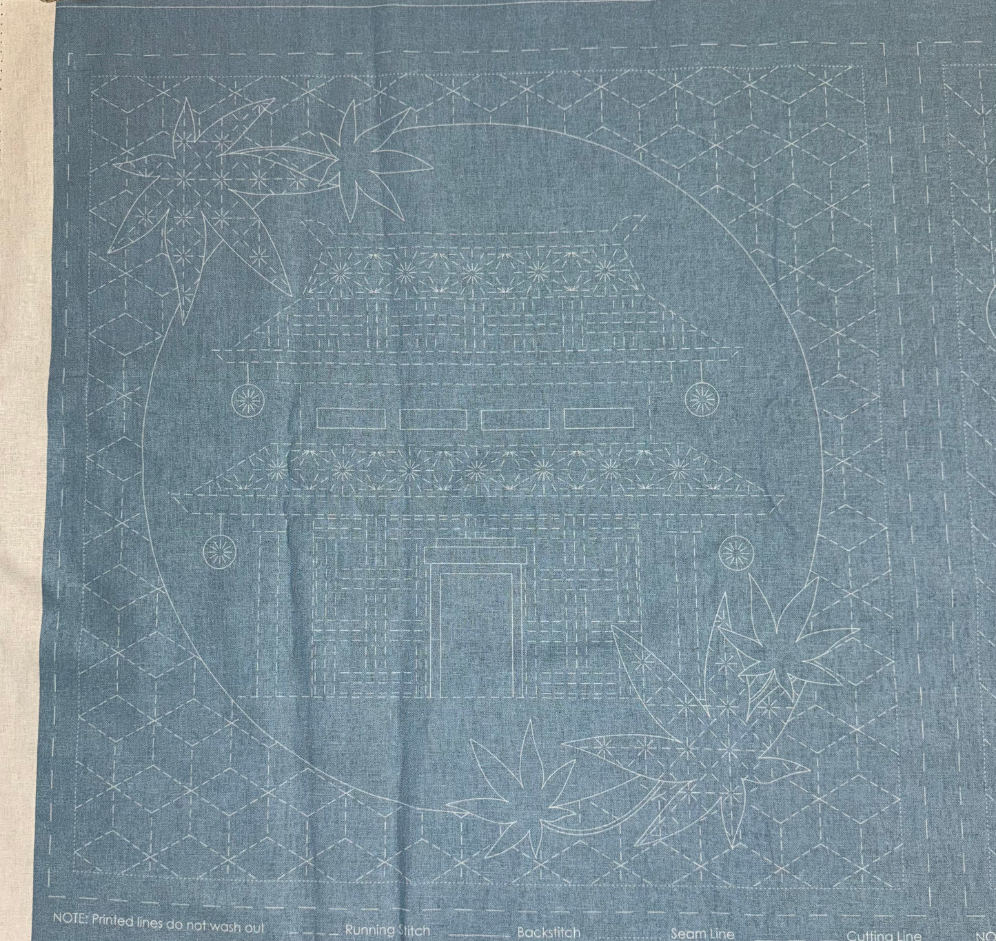 DV4270 Sashiko Little Scenes Panel in Light Blue