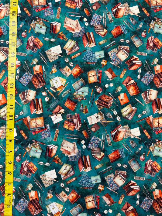 Book Club - Journalling Books and Pens on Teal Background