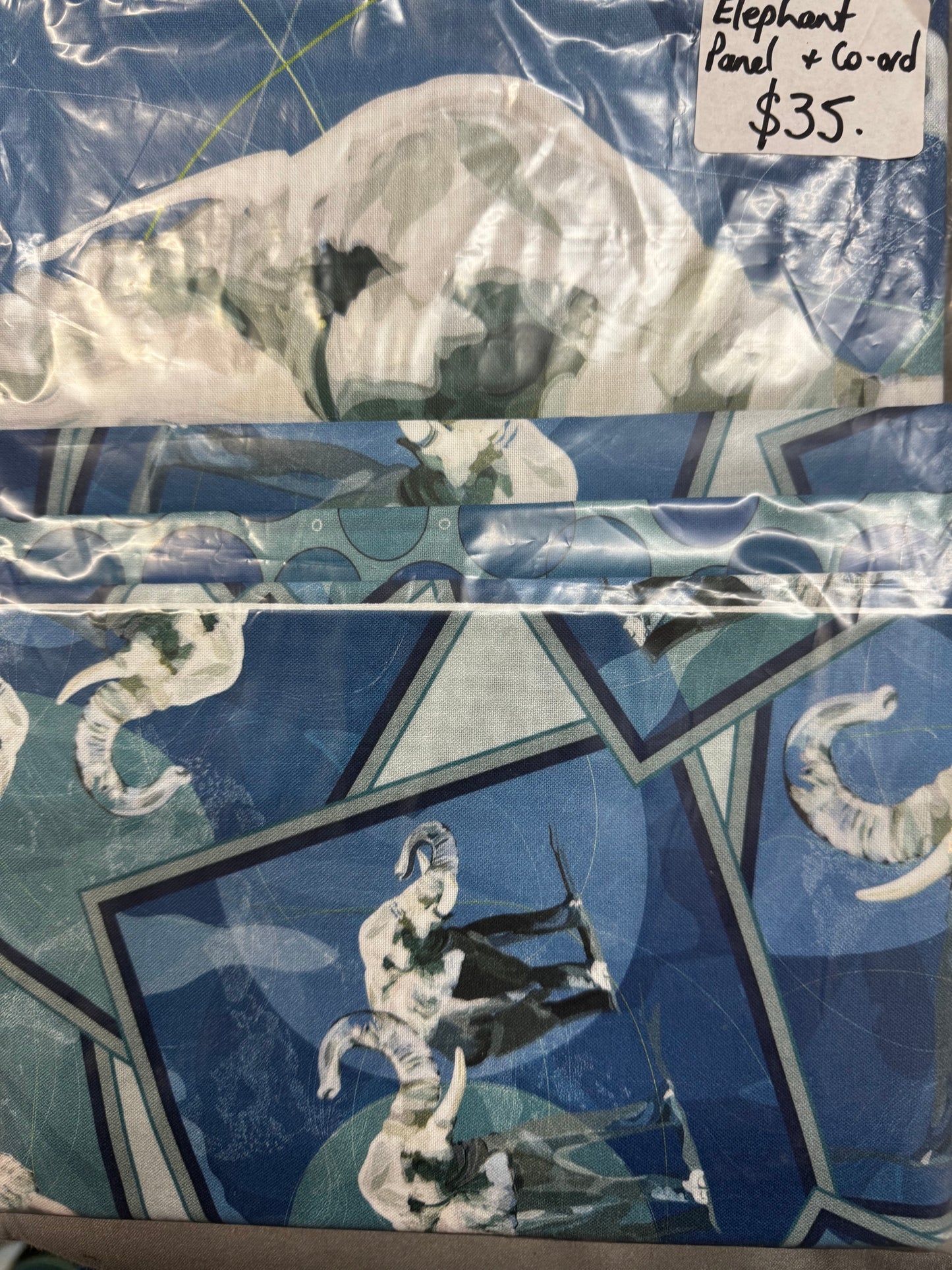 Blue Elephant Cushion Square - Panel Kit -  Fabric Panels