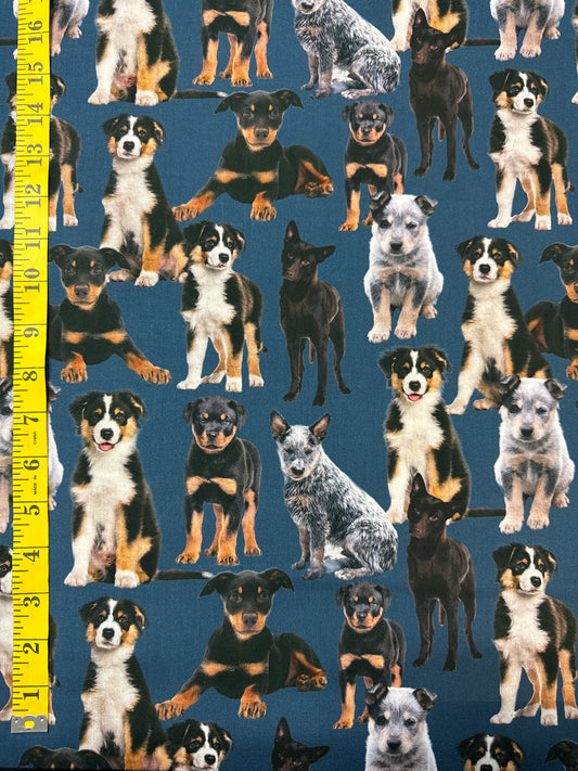 Merino Muster Puppies Mixed Dogs Fabric 13m available