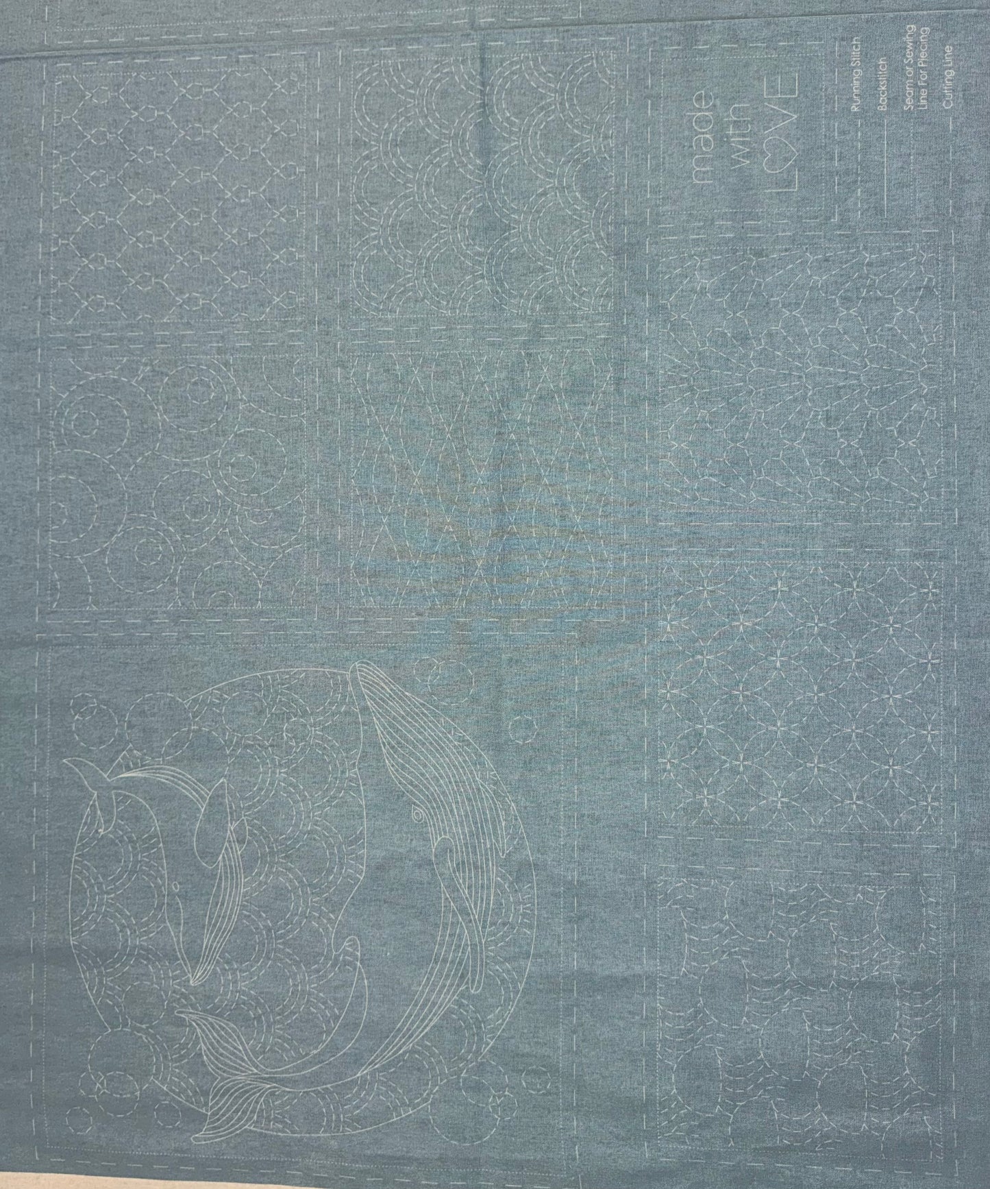 DV4092 Sashiko Ocean Panel In Blue Lagoon