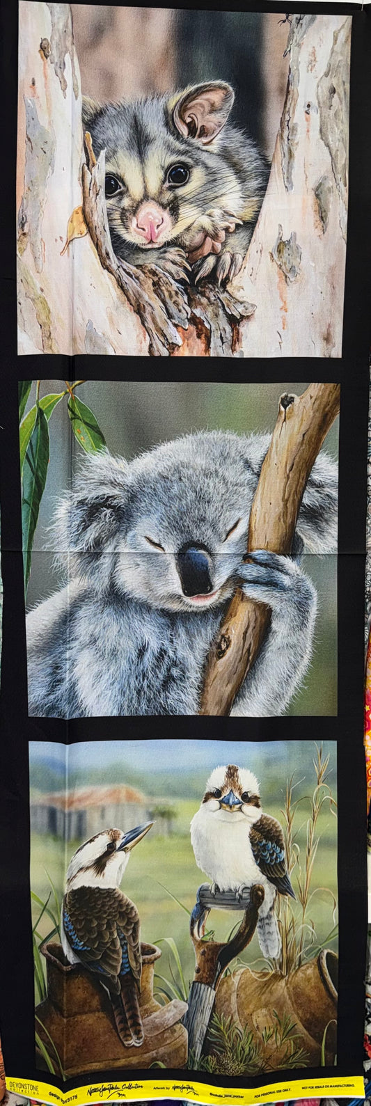 Natalie Jane Parker Fabric Panel - Possum, Koala, Kookaburra DV3175