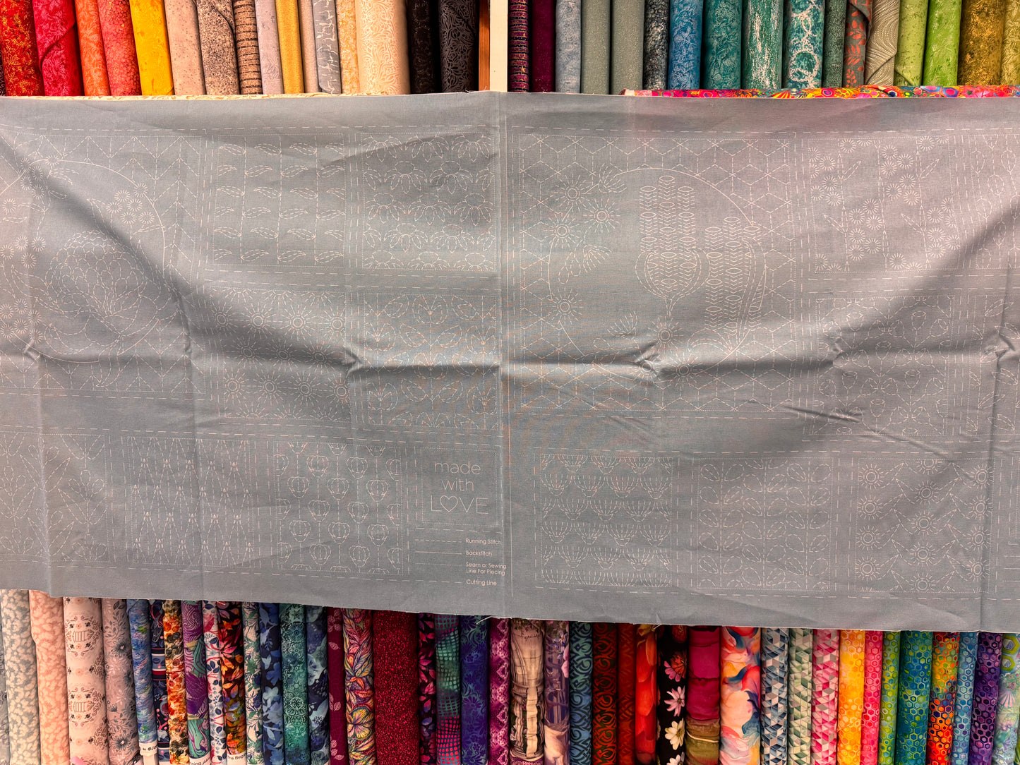 DV4072 Sashiko Botanical Panel in Notre Dame Light Blue