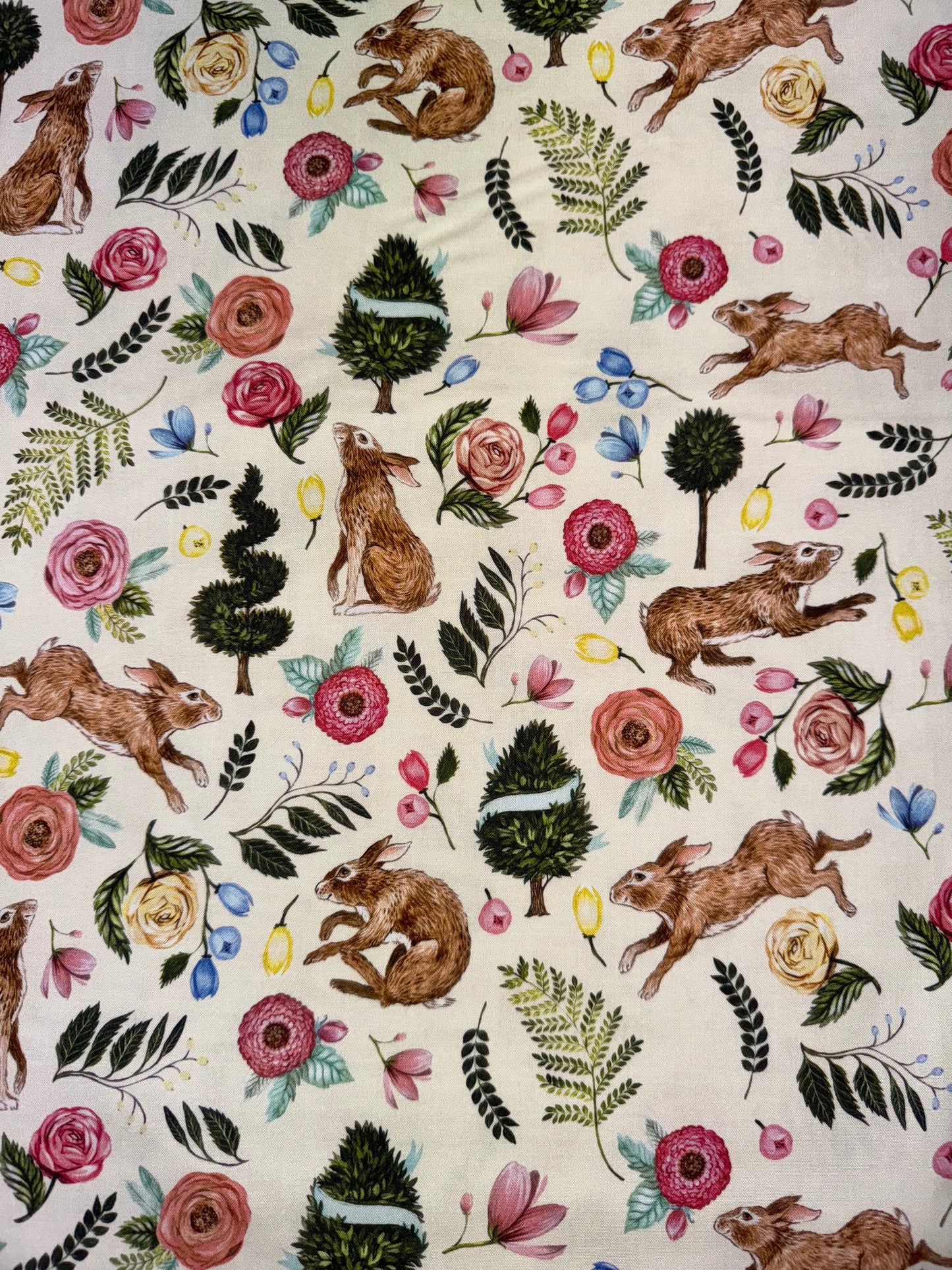 Sweet Spring - Rabbits on Cream Easter