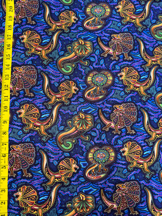 TJUKURPA LAND - Frilly Lizards in Blues