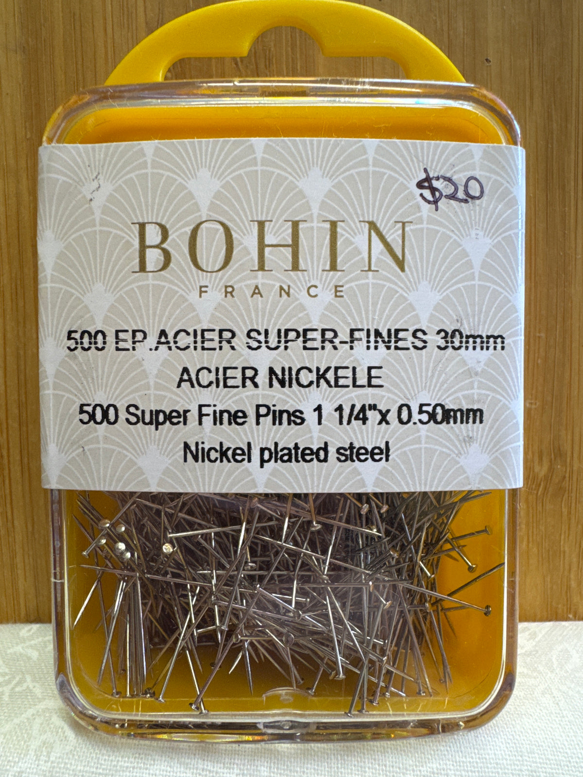 Bohin Super Fine Pins - .50mm x 1.25" x 500