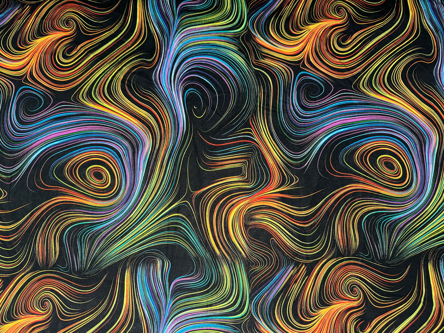 Modern Multicoloured Swirl on Black Background