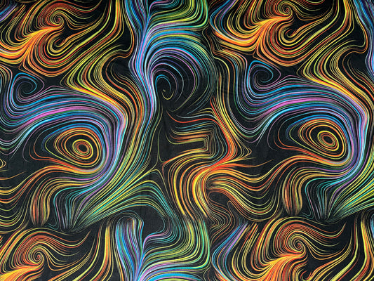 Modern Multicoloured Swirl on Black Background