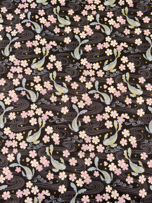 Japanese Sakura Blue Koi fish on Brown background