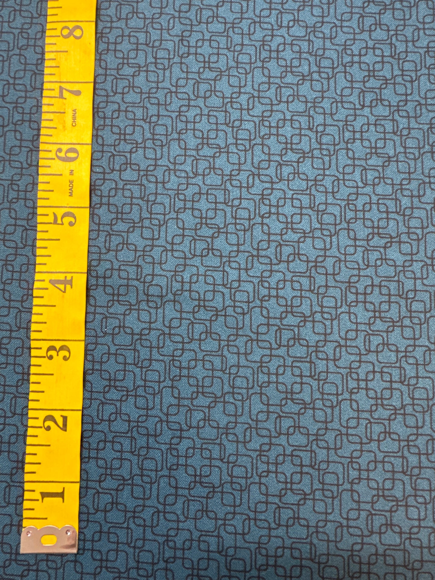 Connections Wideback Fabric  Peacock Blue with Modern Squares. 18m available