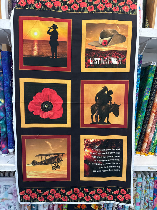 Remembering ANZAC Panel - Cotton Fabric Panel