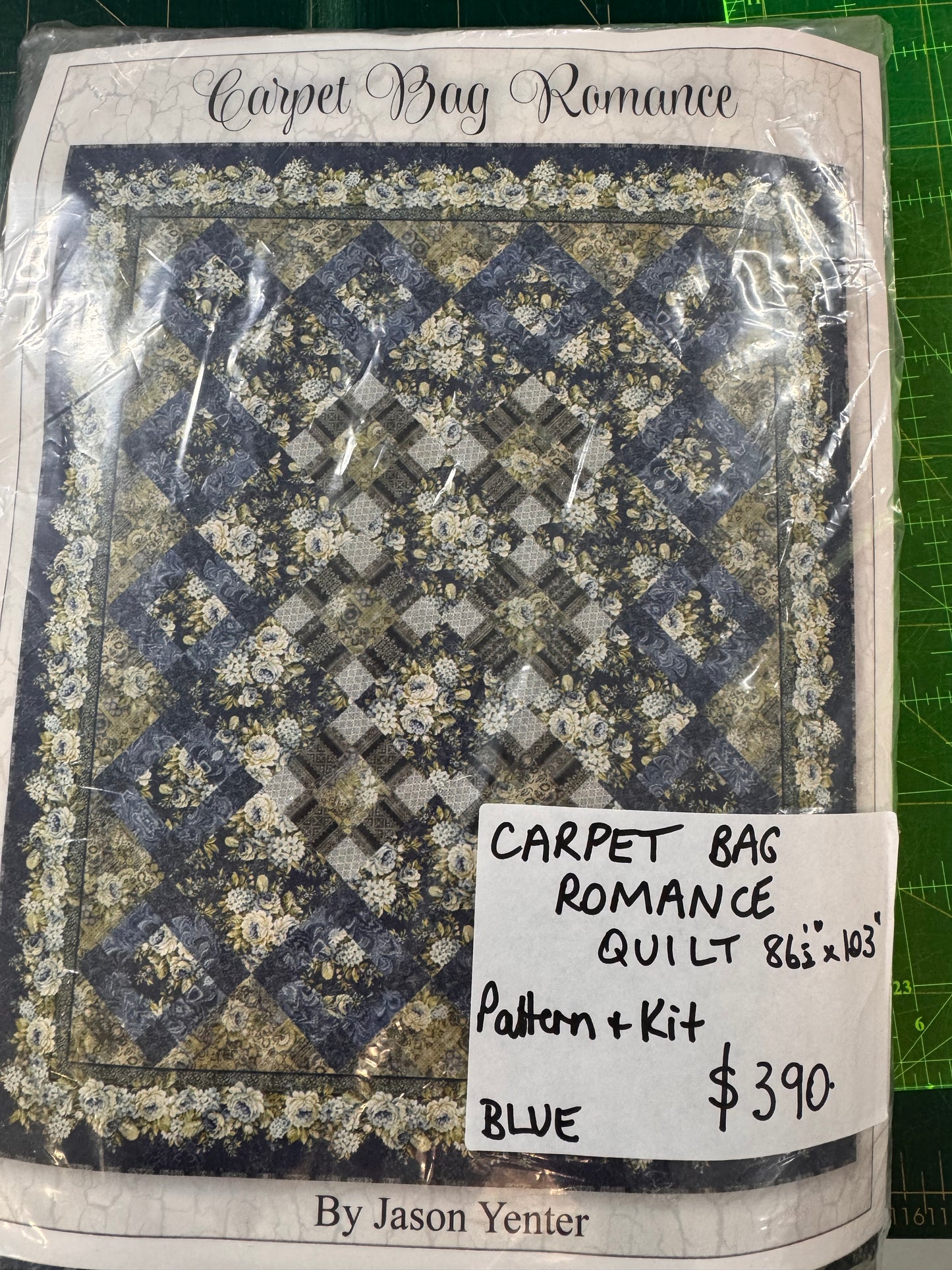 Carpet Bag Romance by Jason Yenter - Blue - Marbled Print All Over Fabric 6CBR1